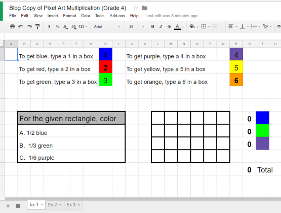 Multiplication Question #1 on Google Sheets