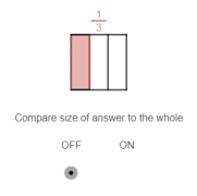 One-third of a square is shaded red